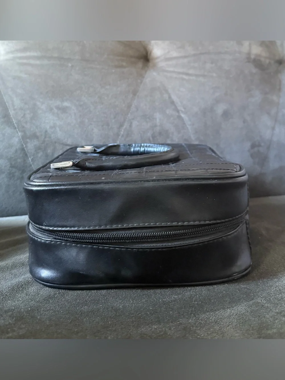 Black Quilted Jewelry Organizer Travel Case with Removable Clear Zip Pouches